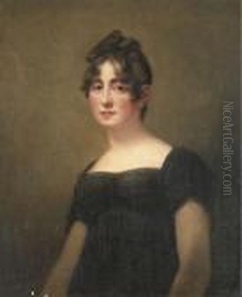 Portrait Of A Lady, Said To Be 
Mrs. Hamilton Dundas,three-quarter-length, In A Black Dress Oil Painting by Sir John Watson Gordon