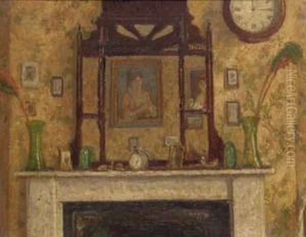 The Mantelpiece At Mornington Crescent Oil Painting by Spencer Frederick Gore