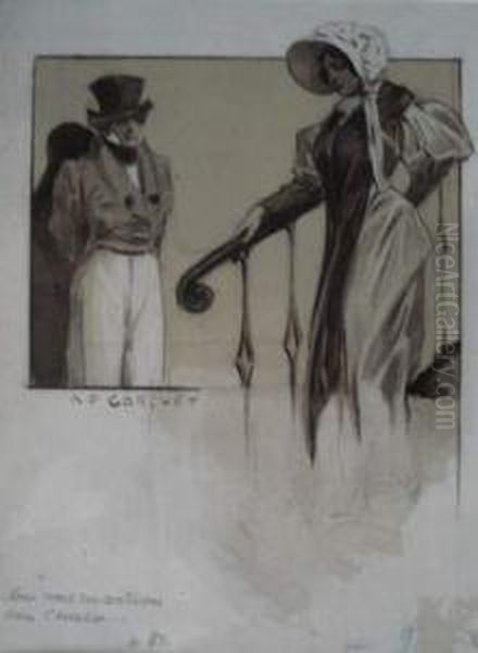 Nous Nous Rencontrions Dans Les Escaliers Oil Painting by Auguste Francois Gorguet