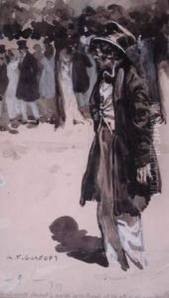 Ses Vetements Etaient A Moitie Deboutonnes Oil Painting by Auguste Francois Gorguet