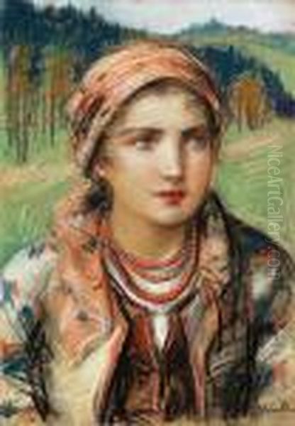 Portret Goralki Oil Painting by Stanislaw Gorski