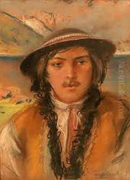 Mlody Goral Oil Painting by Stanislaw Gorski