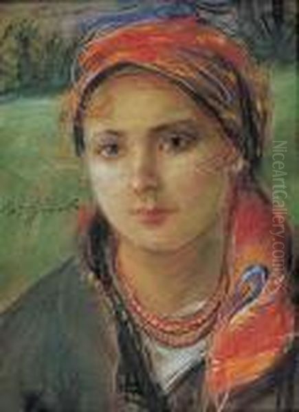 Portret Goralki Oil Painting by Stanislaw Gorski