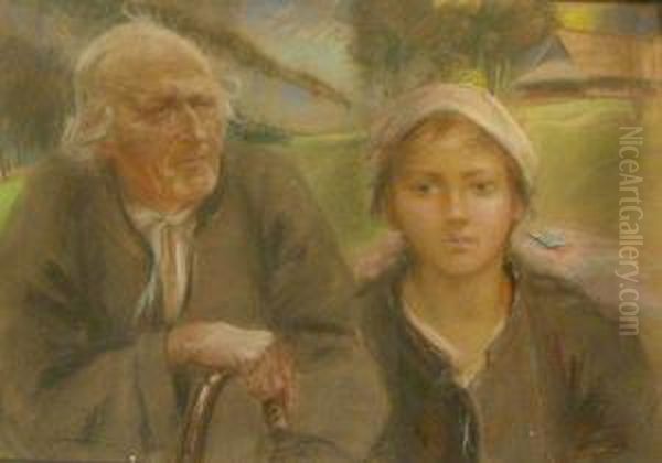 Starosc I Mlodosc Oil Painting by Stanislaw Gorski