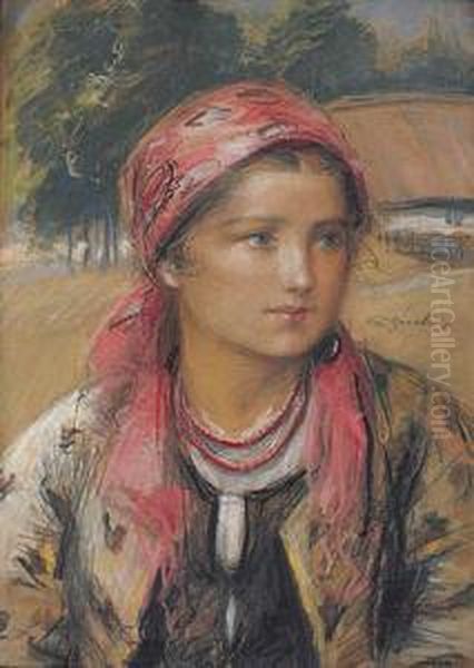 Portret Goralki Oil Painting by Stanislaw Gorski