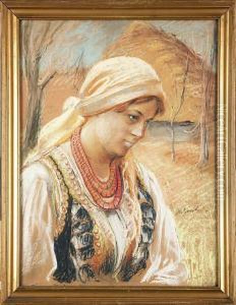 Dziewczyna W Chuscie Oil Painting by Stanislaw Gorski