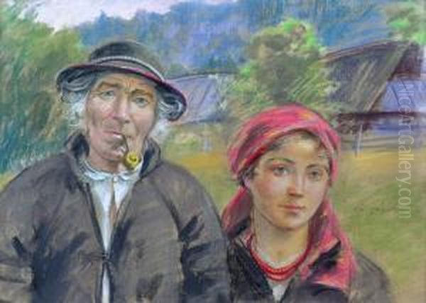 Starosc I Mlodosc Oil Painting by Stanislaw Gorski