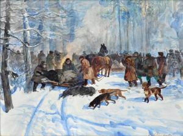Po Polowaniu Oil Painting by Stanislaw Gorski