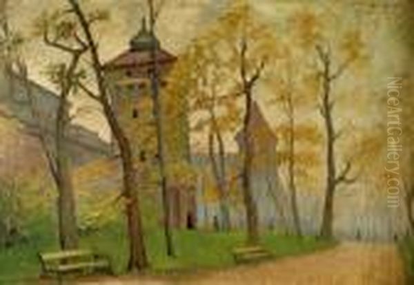 Planty W Krakowie Oil Painting by Stanislaw Gorski