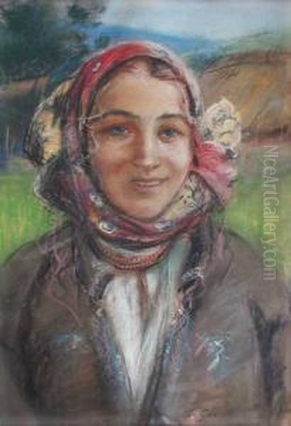 Huculka Oil Painting by Stanislaw Gorski