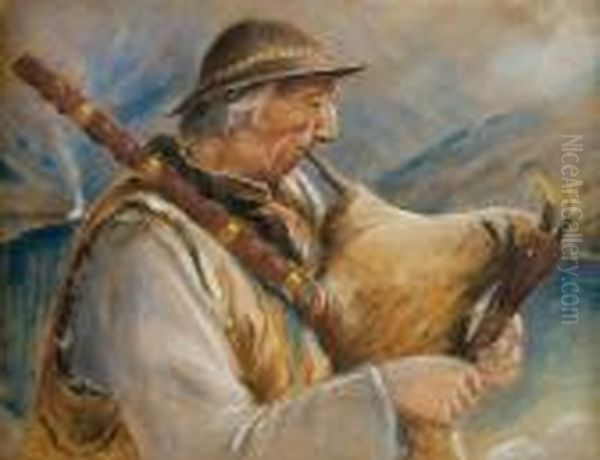 Goral Grajacy Na Kozle Oil Painting by Stanislaw Gorski