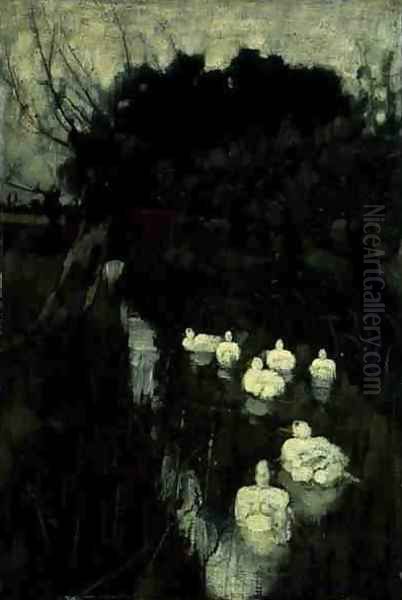 A Lincolnshire Stream 1882 Oil Painting by Joseph Crawhall