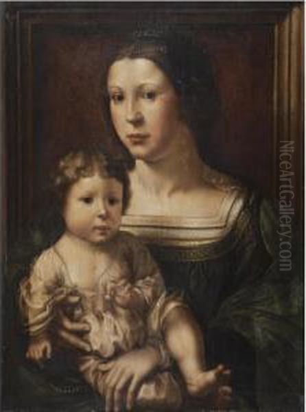 The Virgin And Child, Said To Be
 A Double Portrait Of Anna Van Bergen, Marquise De Veere, And Her Son Oil Painting by Jan Mabuse
