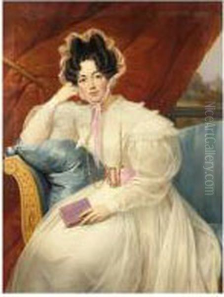Portrait De Jeune Femme Lisant Oil Painting by Nicolas Louis Francois Gosse