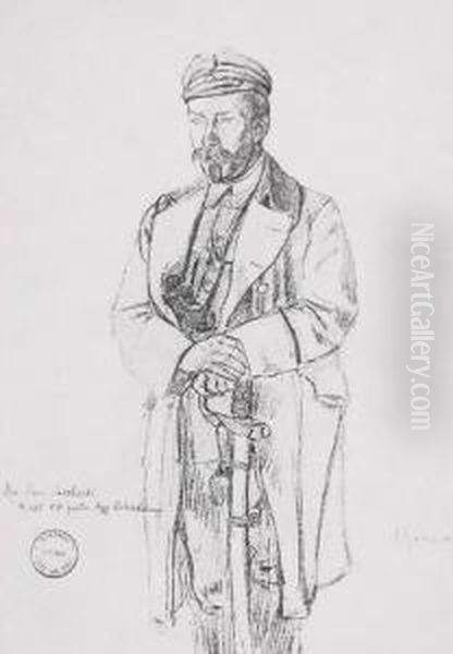 Major Leon Berbecki Oil Painting by Leopold Gottlieb