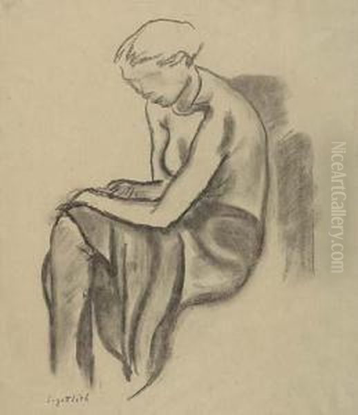 Seated Woman>. Oil Painting by Leopold Gottlieb