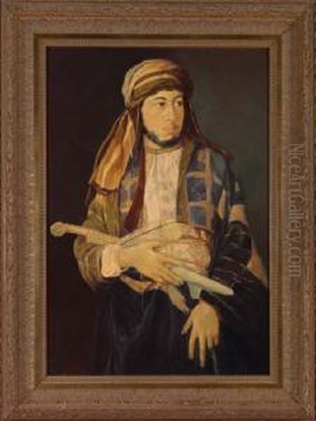 Self-portrait Inoriental Attire Oil Painting by Maurycy Gottlieb