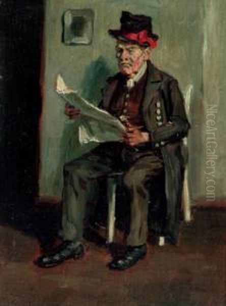 Dachauer Bauer Oil Painting by Paul Gotz-Racknitz