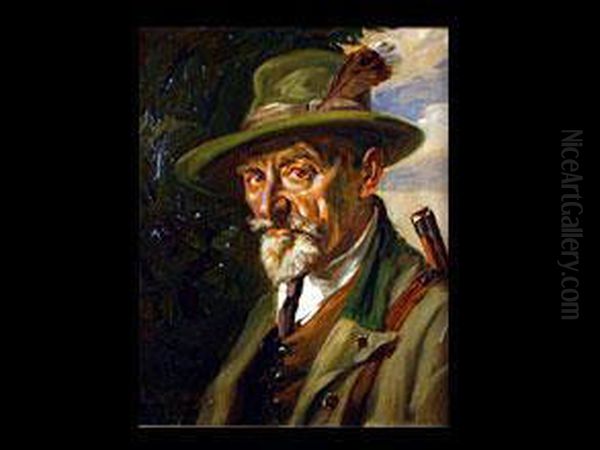 Portrait Eines Jagers Oil Painting by Paul Gotz-Racknitz