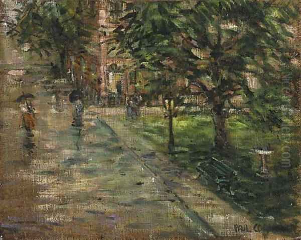 Rainy Street Scene Oil Painting by Paul Cornoyer