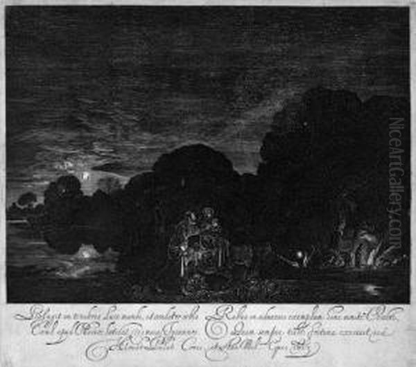 Das Grosformatige Hauptblatt Des
 Hendrik Goudt In Einem Prachtvollen, Kraftigen, Gegensatzreichen Und 
Prazisen Druck Mit Randchen Um Die Darstellung Und Den Schriftrand Oil Painting by Hendrick Goudt