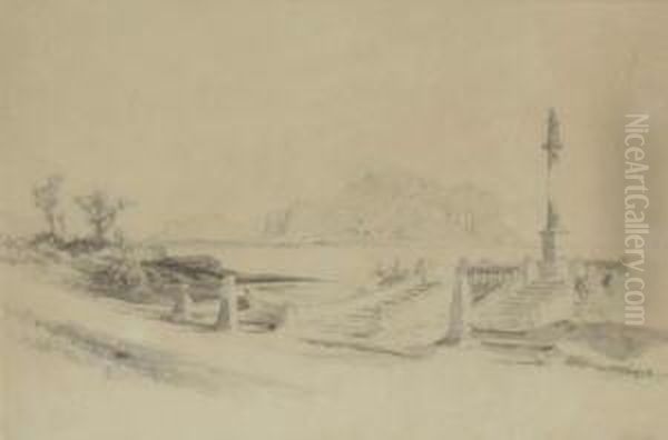 Palermo - Blick Auf Den Monte
 Pellegrino. Oil Painting by Carl Georg Anton Graeb