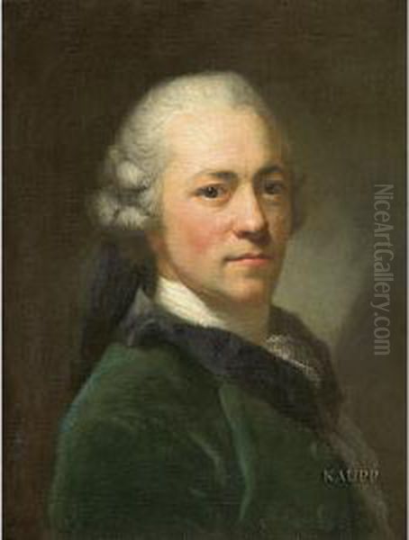 Selbstportrat Des Kunstlers Als 
Brustbildnis Imdreiviertelprofil Nach Rechts In Grunem Samtrock Mit 
Schwarzemkragen Und Weisem Halstuch Oil Painting by Anton Graff