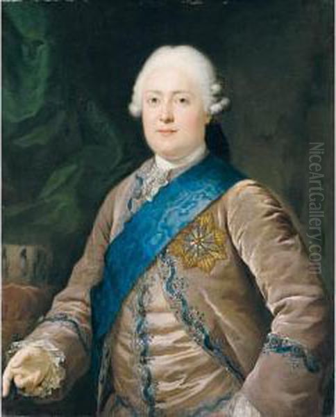 Portrait Of Friedrich August I 
(1750-1827), Elector And Later King Of Saxony, Half Length, Wearing A 
Mauve Jacket And Waistcoat And The Badge Of The Order Of The White Eagle Oil Painting by Anton Graff