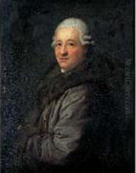 Portrait D'un Homme De Trois-quarts Au Manteau De Col De Fourrure Oil Painting by Anton Graff