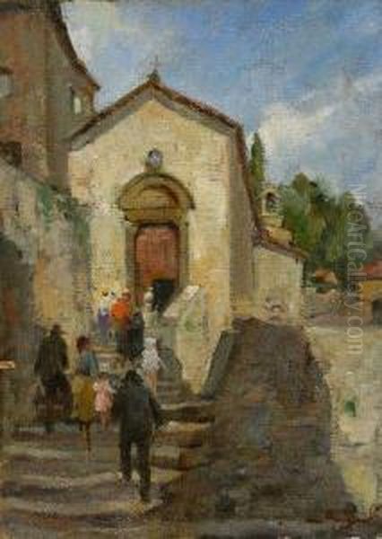 Andando Alla Messa Oil Painting by Ovidio Gragnoli
