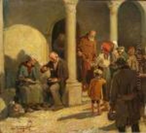 La Mensa Dei Poveri Oil Painting by Ovidio Gragnoli