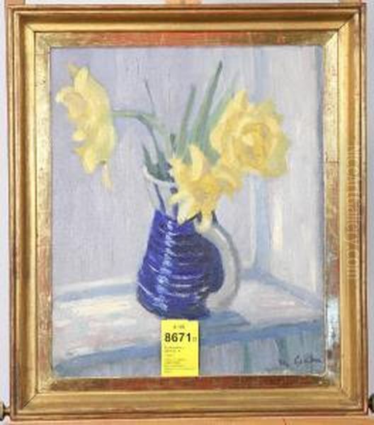 Blomsterstilleben, Signerad Oil Painting by Hjalmar Grahn