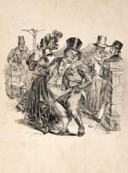 Caricature De La Femme Volage Oil Painting by Jean-Jacques Grandville