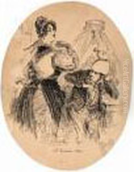 Le Troisieme Mari Oil Painting by Jean-Jacques Grandville