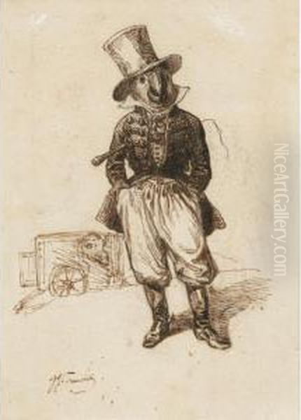 Perroquet Habille Oil Painting by Jean-Jacques Grandville