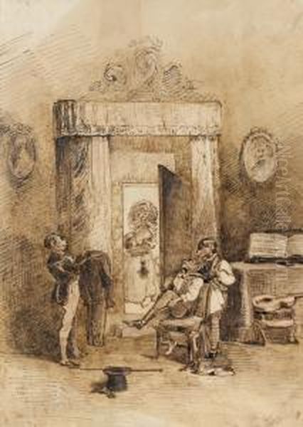 Scene Grotesque Animaliere Dans Un Interieur Oil Painting by Jean-Jacques Grandville