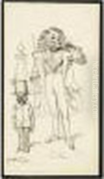 Le Lion Et Le Jeune Tigre Oil Painting by Jean-Jacques Grandville