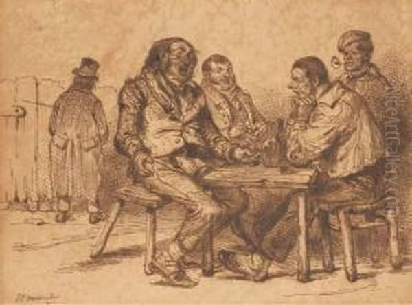 Signe 'j J Grandville' Et Avec Inscription Du Titre Sur Lemontage Oil Painting by Jean-Jacques Grandville