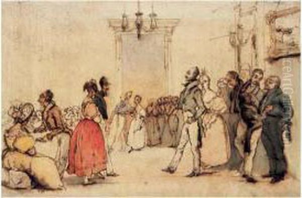 Le Bal Oil Painting by Jean-Jacques Grandville