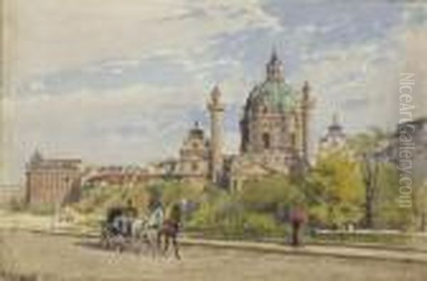 Wien - Blick Auf Die
 Karlskirche. Oil Painting by Ernst Graner