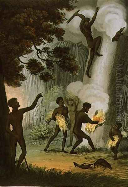 Smoking out the Opossum, plate from 'Field sports of the native inhabitants of New South Wales', 1813 Oil Painting by John Heaviside Clark