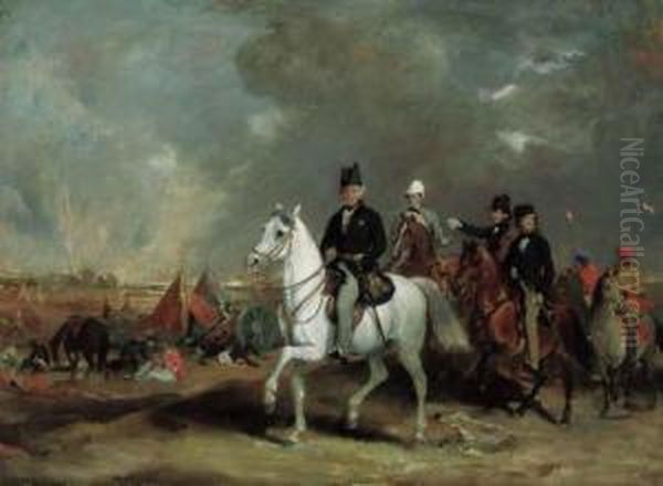 The Viscount Hardinge, 
Governor-general Of India Accompanied By Histwo Sons And Colonel Wood On
 The Battle Field Of Ferozedshah Oil Painting by Sir Francis Grant