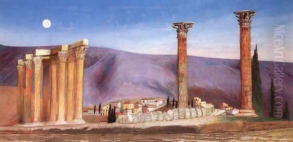 A Jupiter-templom romjai Athenban, 1904 Oil Painting by Tivadar Kosztka Csontvary