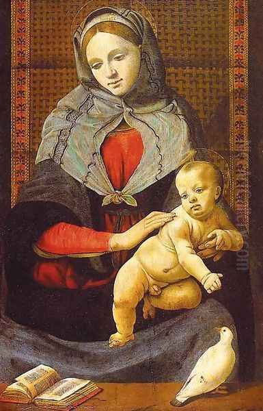 The Virgin & Child with a Dove Oil Painting by Piero Di Cosimo