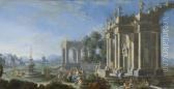 Caprice Architecturale Avec Le Triomphe De Flore Oil Painting by Gennaro Greco