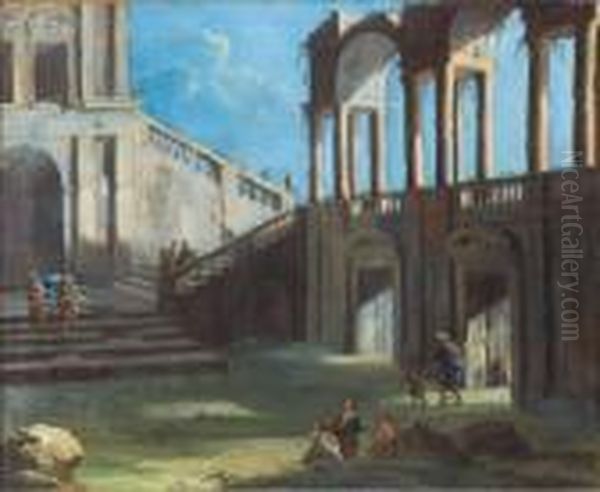 Architettura Con Figure Oil Painting by Gennaro Greco