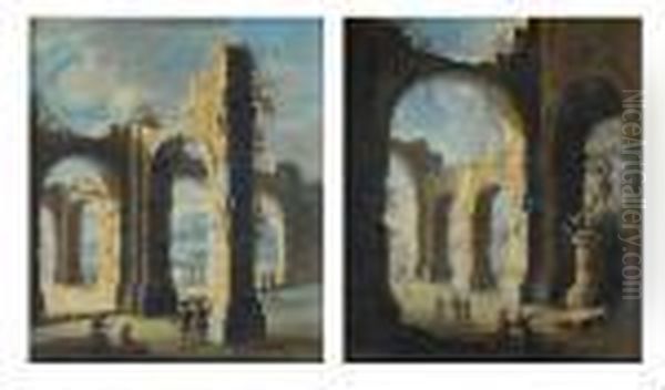 Caprices Avec Ruines Antiques Oil Painting by Gennaro Greco