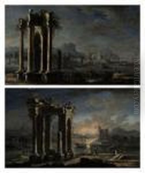 Capriccio Architettonico Oil Painting by Gennaro Greco