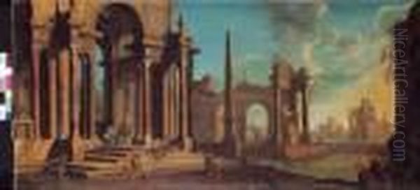 Capriccio Architettonico Oil Painting by Gennaro Greco