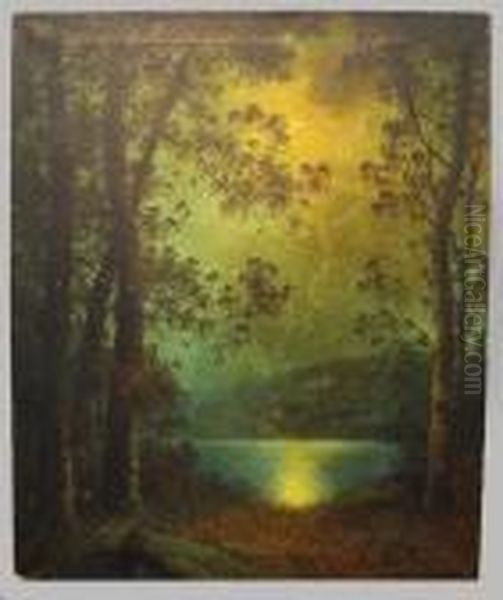 Moonlit Landscape Oil Painting by Frank Russell Green